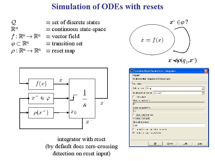 Simulation of ODEs with resets Q Rn f : Rn ! Rn ½ Rn