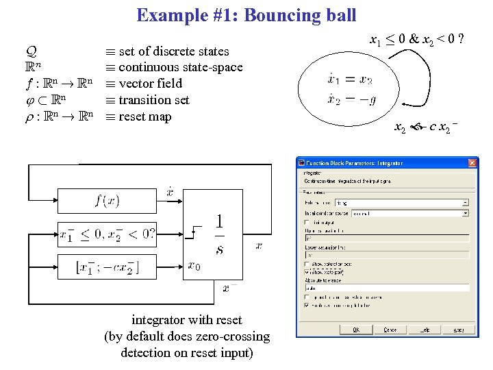 Example #1: Bouncing ball Q Rn f : Rn ! Rn ½ Rn r
