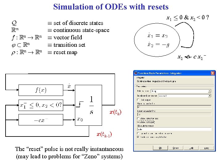 Simulation of ODEs with resets Q Rn f : Rn ! Rn ½ Rn
