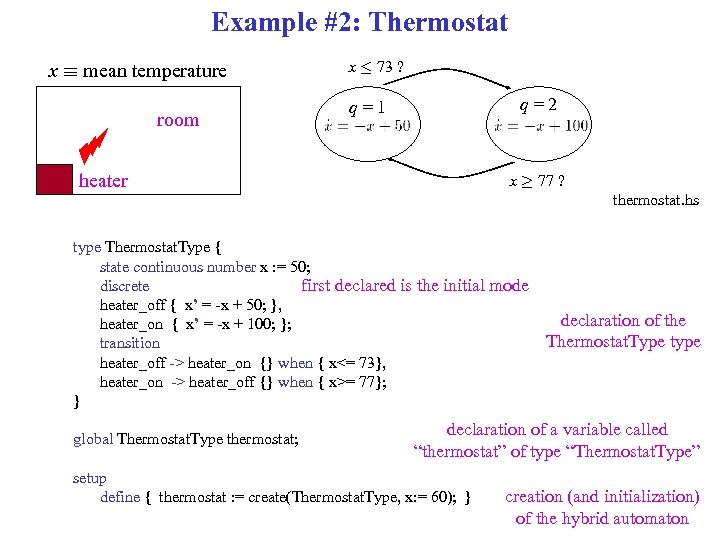 Example #2: Thermostat x ´ mean temperature room x · 73 ? q=2 q=1