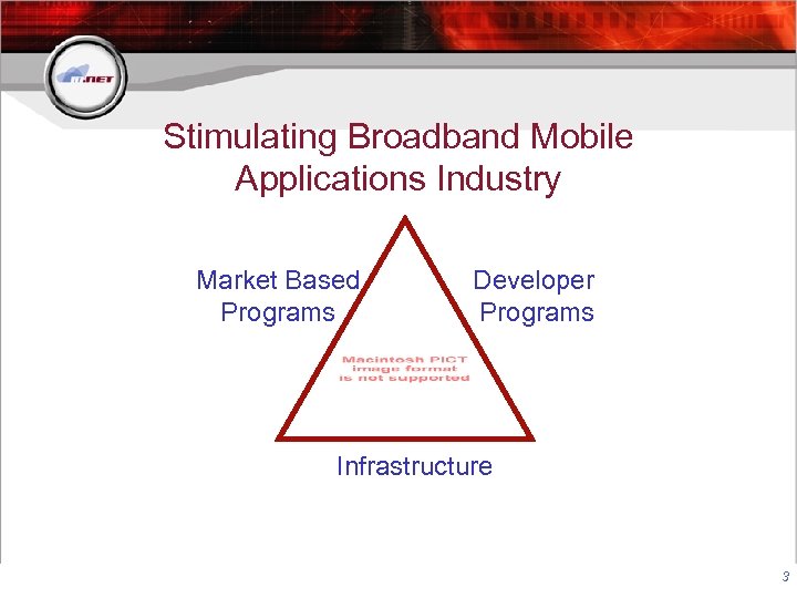 Stimulating Broadband Mobile Applications Industry Market Based Programs Developer Programs Infrastructure 3 