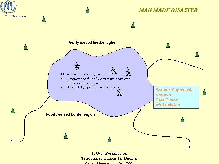 MAN MADE DISASTER Poorly served border region X X X Affected country with: •