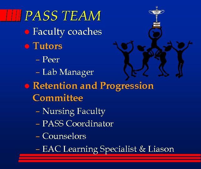 PASS TEAM Faculty coaches l Tutors l – Peer – Lab Manager l Retention