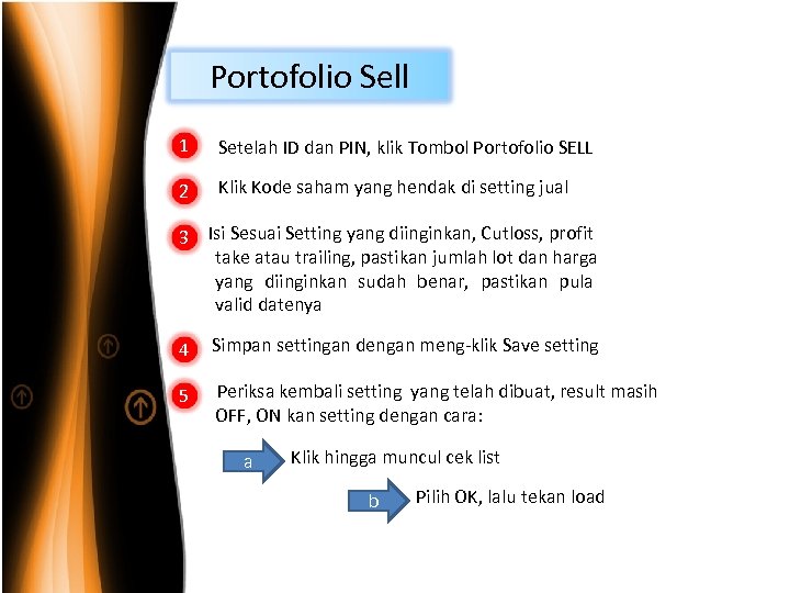 Portofolio Sell 1 Setelah ID dan PIN, klik Tombol Portofolio SELL 2 Klik Kode