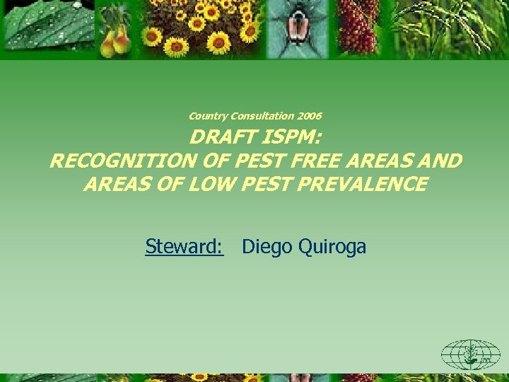 Country Consultation 2006 DRAFT ISPM: RECOGNITION OF PEST FREE AREAS AND AREAS OF LOW