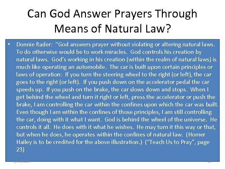 Can God Answer Prayers Through Means of Natural Law? • Donnie Rader: “God answers