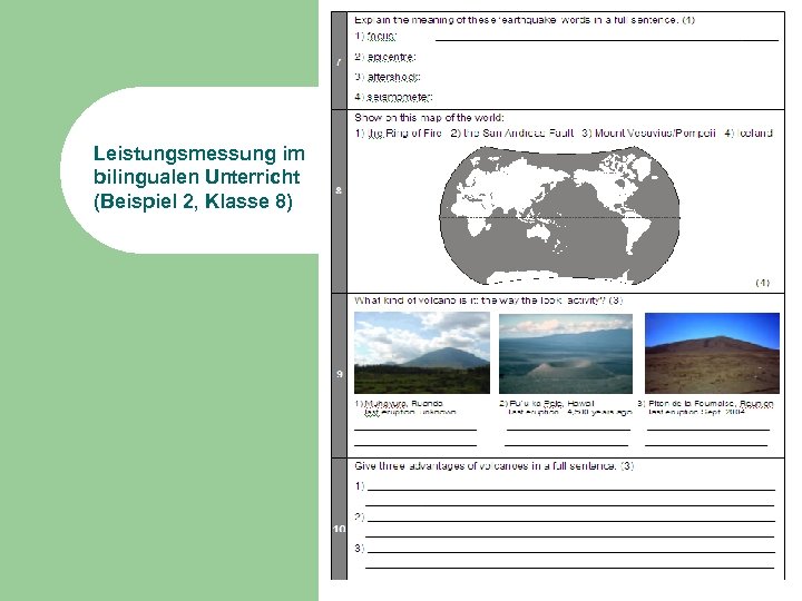 Leistungsmessung im bilingualen Unterricht (Beispiel 2, Klasse 8) 