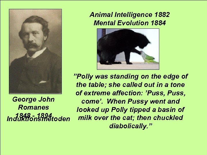 Animal Intelligence 1882 Mental Evolution 1884 ”Polly was standing on the edge of the