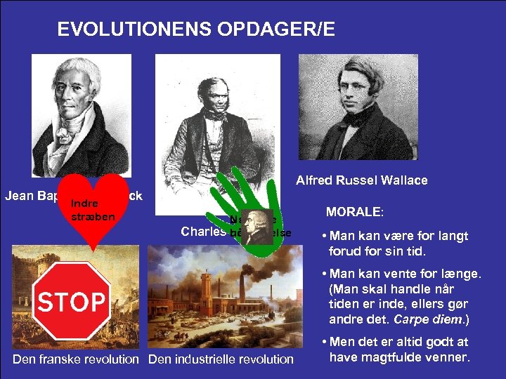 EVOLUTIONENS OPDAGER/E Alfred Russel Wallace Jean Baptiste Lamarck Indre stræben Usynlige Naturlig Charles udvælgelse