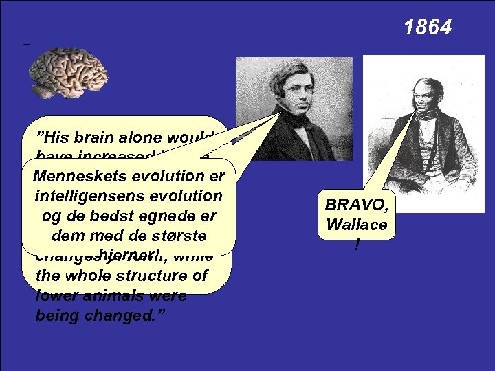 1864 ”His brain alone would have increased in size Menneskets evolution er and complexity