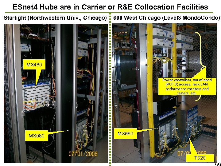 ESnet 4 Hubs are in Carrier or R&E Collocation Facilities Starlight (Northwestern Univ. ,