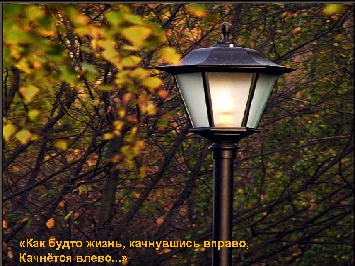  «Как будто жизнь, качнувшись вправо, Качнётся влево. . . » 