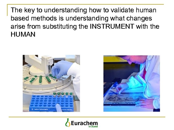 The key to understanding how to validate human based methods is understanding what changes