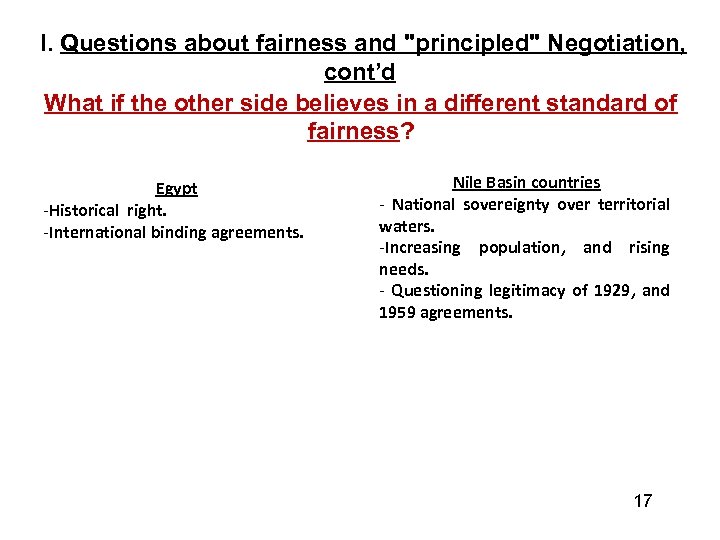I. Questions about fairness and 