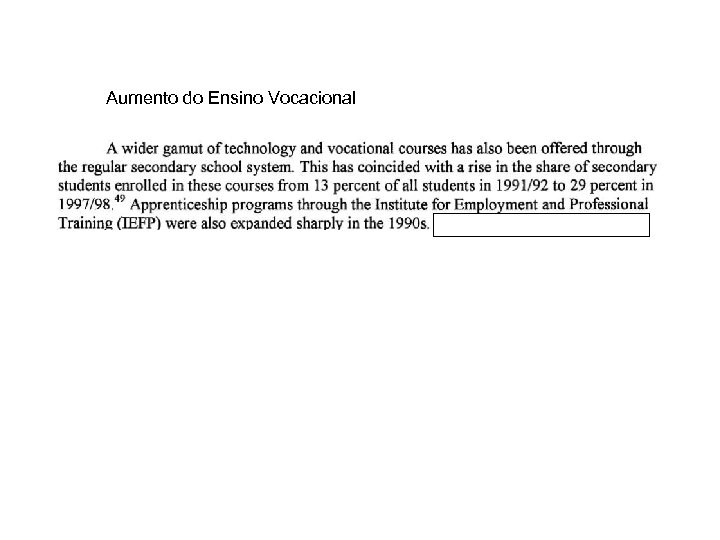 Aumento do Ensino Vocacional 