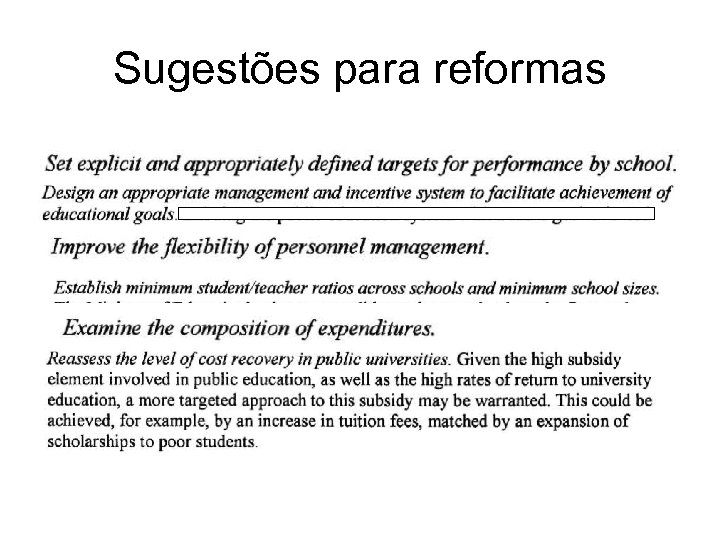 Sugestões para reformas 