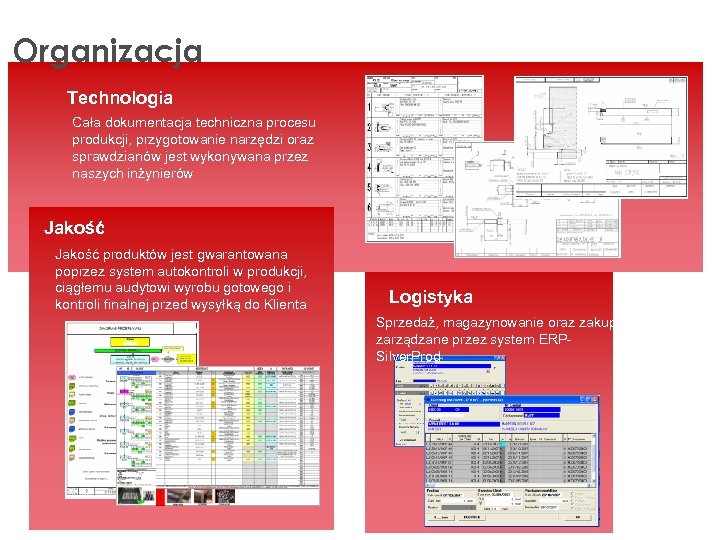 Organizacja Technologia Cała dokumentacja techniczna procesu produkcji, przygotowanie narzędzi oraz sprawdzianów jest wykonywana przez