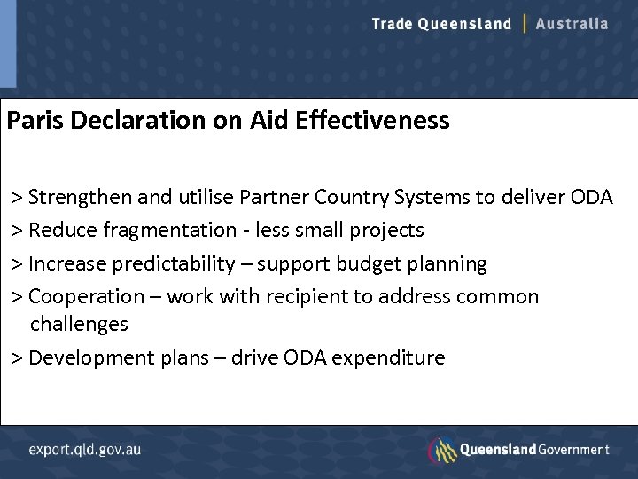 Paris Declaration on Aid Effectiveness > Strengthen and utilise Partner Country Systems to deliver