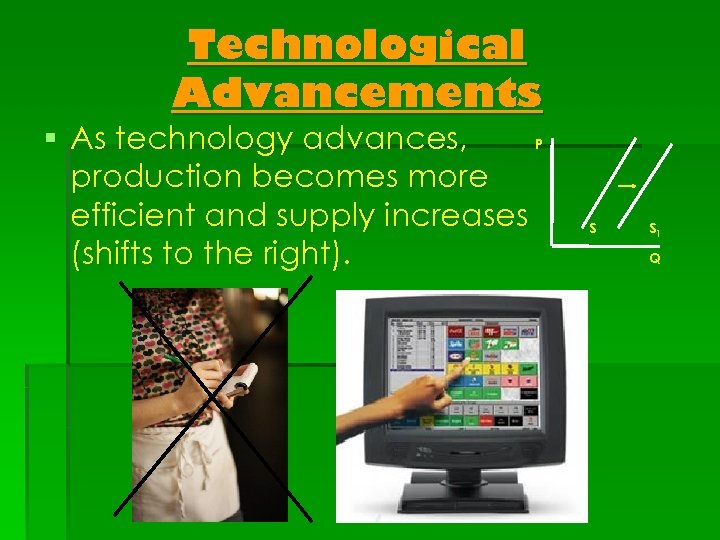 Technological Advancements § As technology advances, P production becomes more efficient and supply increases