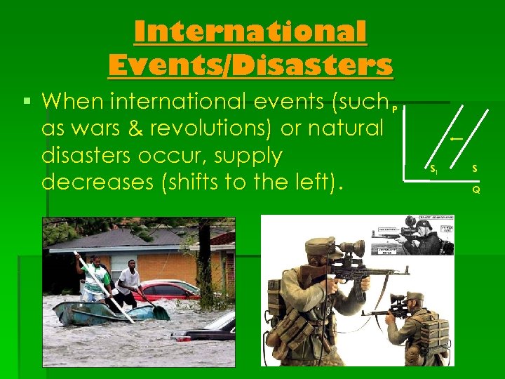 International Events/Disasters § When international events (such P as wars & revolutions) or natural