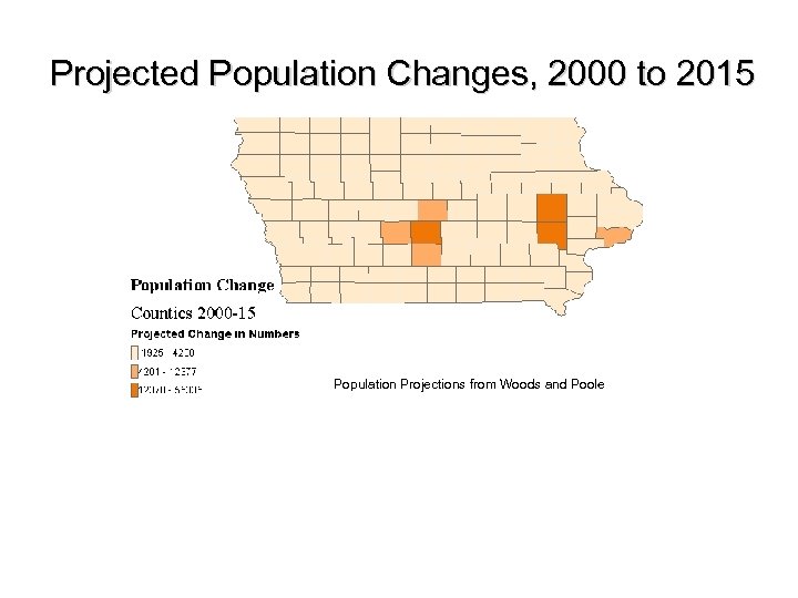Projected Population Changes, 2000 to 2015 Population Projections from Woods and Poole 