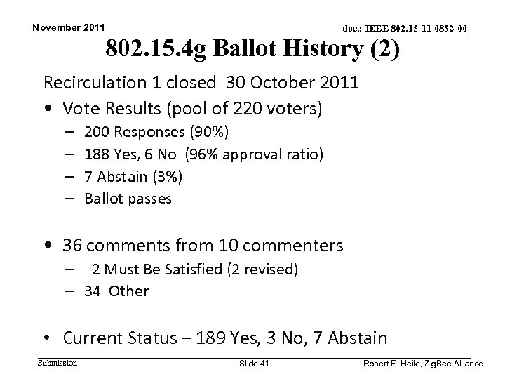November 2011 doc. : IEEE 802. 15 -11 -0852 -00 802. 15. 4 g