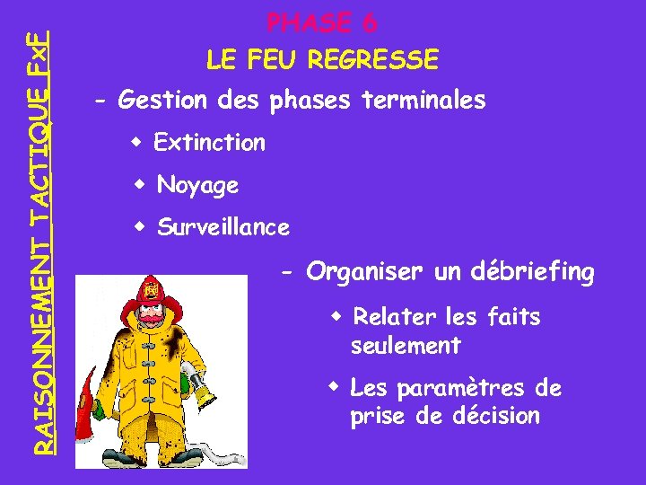 RAISONNEMENT TACTIQUE Fx. F PHASE 6 LE FEU REGRESSE - Gestion des phases terminales