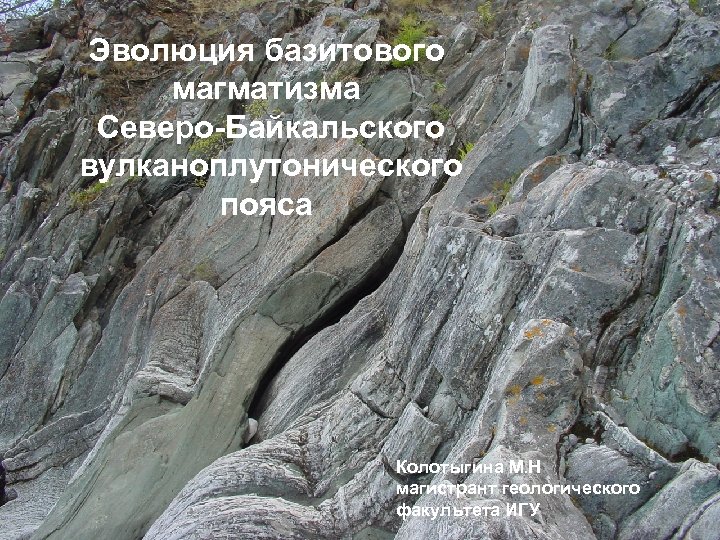 Эволюция базитового магматизма Эволюция базитового Северо-Байкальского магматизма вулканоплутонического пояса Северо-Байкальского вулканоплутонического пояса Колотыгина М.