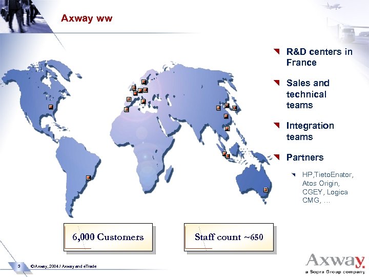 Axway ww { R&D centers in France { Sales and technical teams { Integration