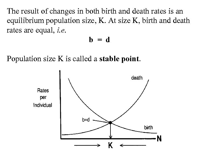 The result of changes in both birth and death rates is an equilibrium population