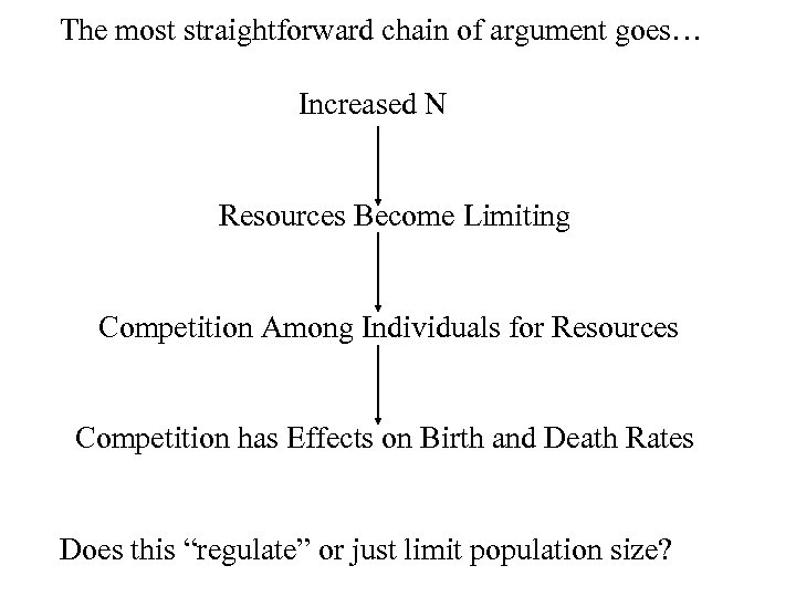 The most straightforward chain of argument goes… Increased N Resources Become Limiting Competition Among