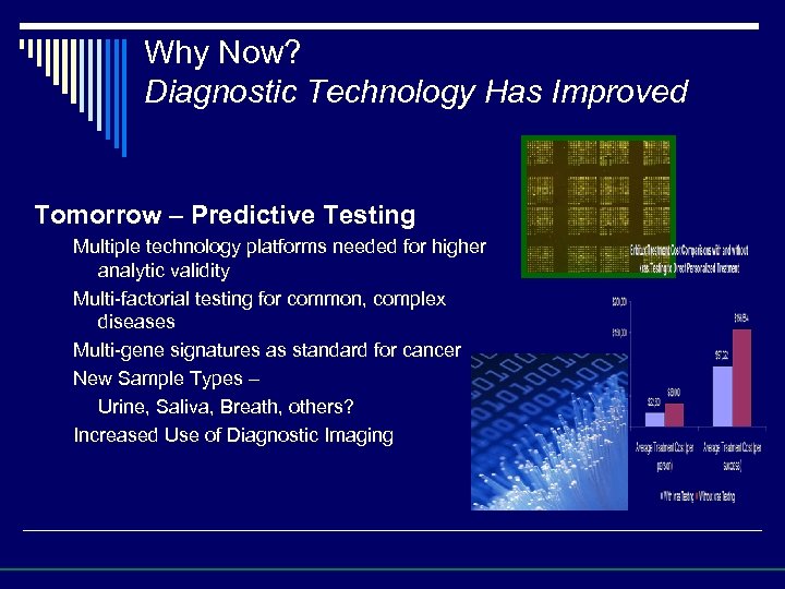 Why Now? Diagnostic Technology Has Improved Tomorrow – Predictive Testing Multiple technology platforms needed