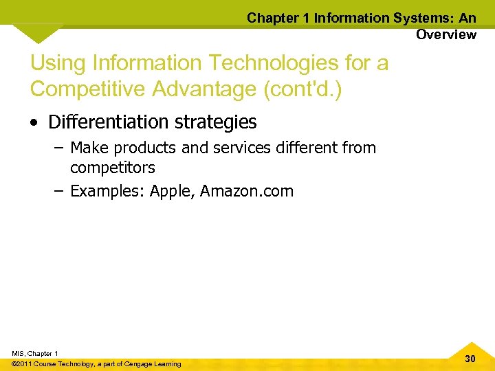 Chapter 1 Information Systems: An Overview Using Information Technologies for a Competitive Advantage (cont'd.
