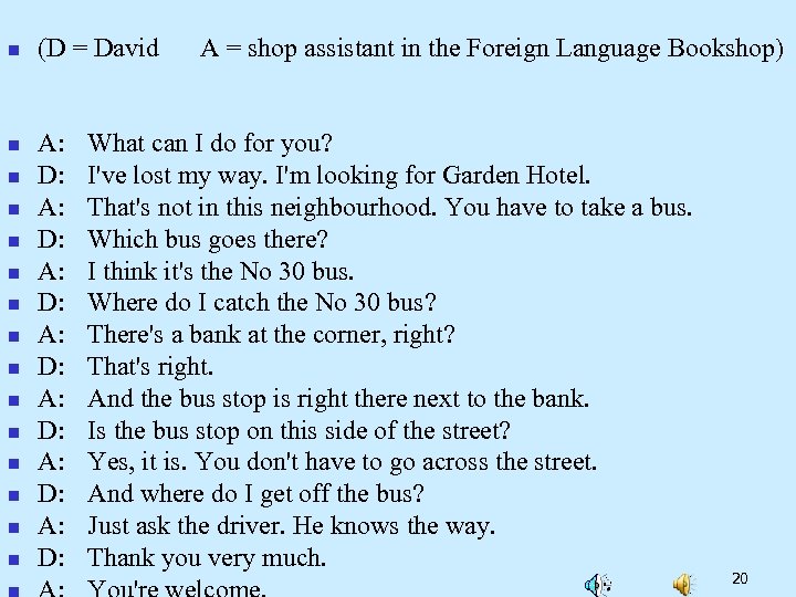 n n n n (D = David A: D: A: D: A = shop