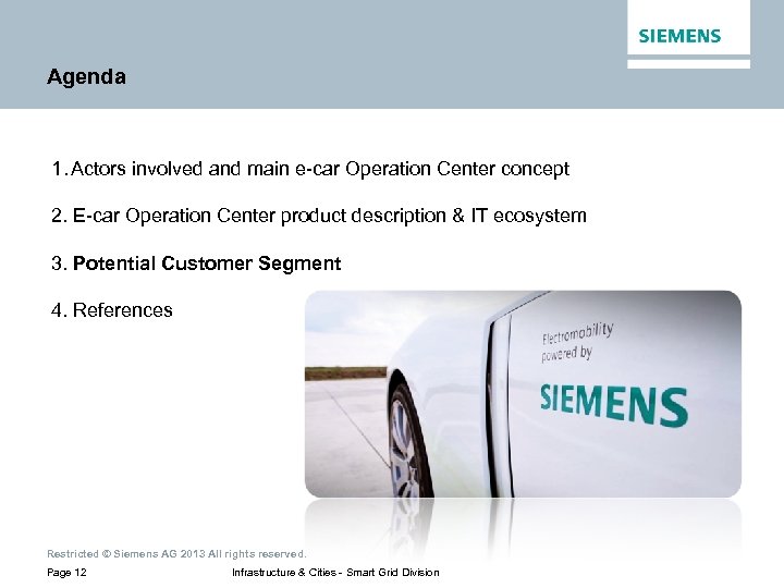 Agenda 1. Actors involved and main e-car Operation Center concept 2. E-car Operation Center