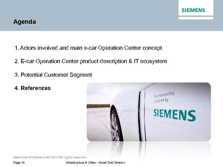Agenda 1. Actors involved and main e-car Operation Center concept 2. E-car Operation Center