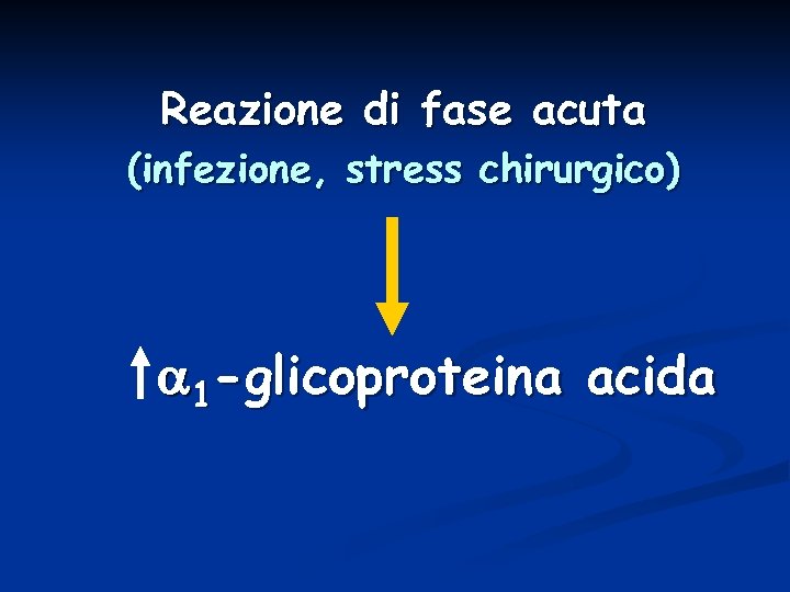 Reazione di fase acuta (infezione, stress chirurgico) a 1 -glicoproteina acida 