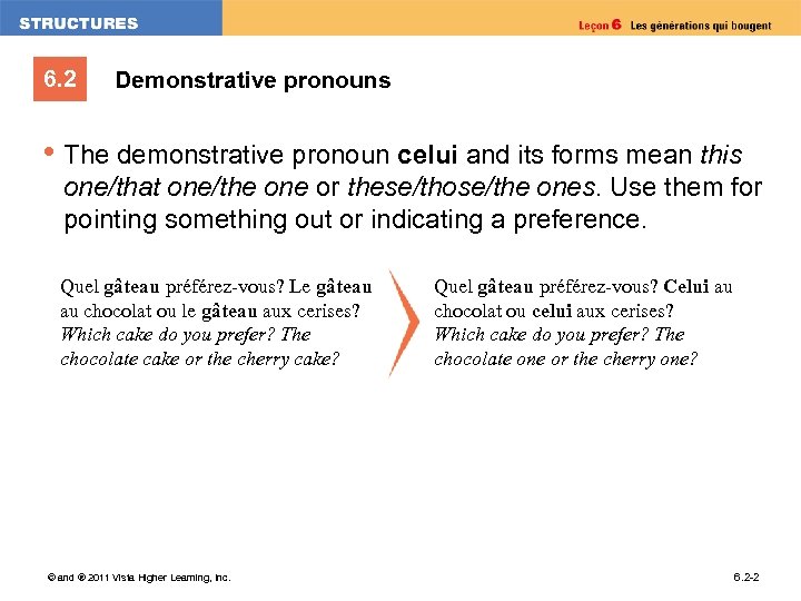 6. 2 Demonstrative pronouns • The demonstrative pronoun celui and its forms mean this