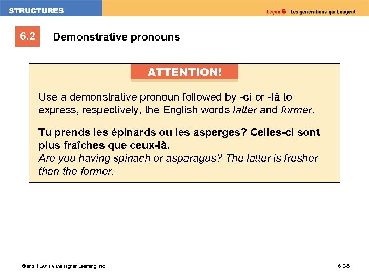 6. 2 Demonstrative pronouns ATTENTION! Use a demonstrative pronoun followed by -ci or -là