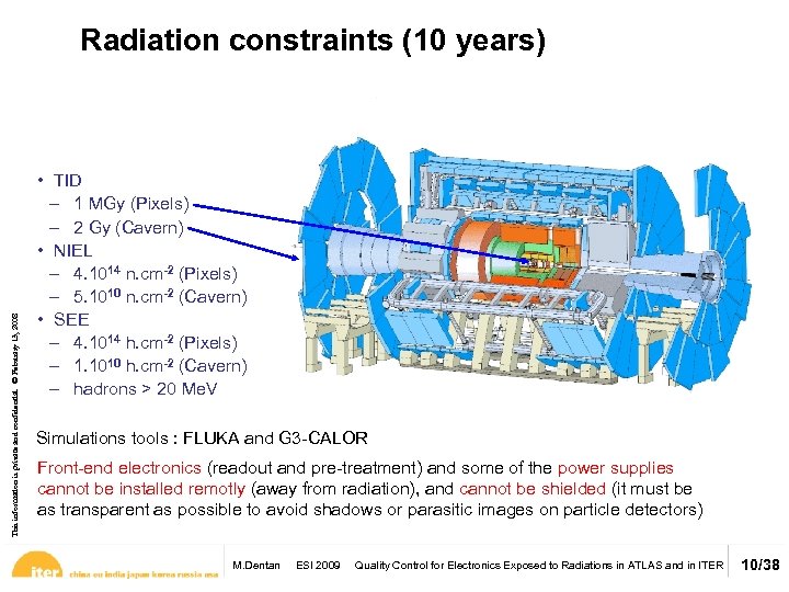 This information is private and confidential. © February 13, 2008 Radiation constraints (10 years)