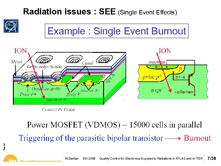 Radiation issues : SEE (Single Event Effects) Example : Single Event Burnout This information