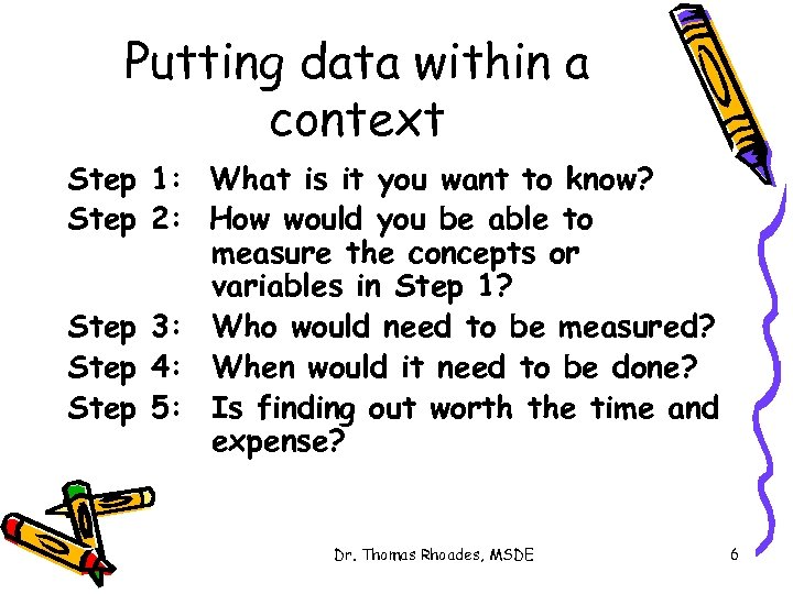Putting data within a context Step 1: What is it you want to know?