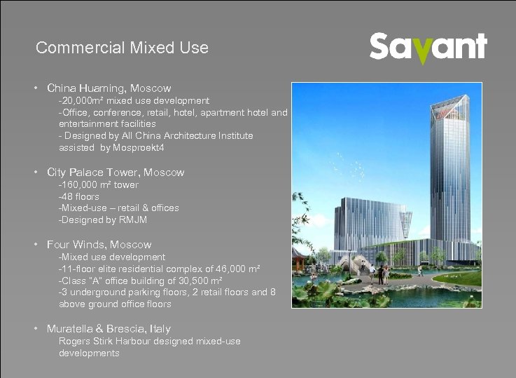 Commercial Mixed Use • China Huaming, Moscow -20, 000 m² mixed use development -Office,