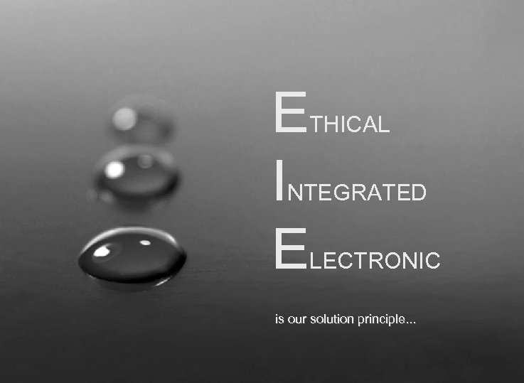 E I E THICAL NTEGRATED LECTRONIC is our solution principle. . . 