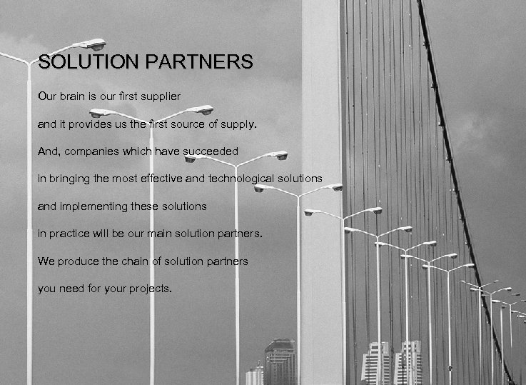 SOLUTION PARTNERS Our brain is our first supplier and it provides us the first