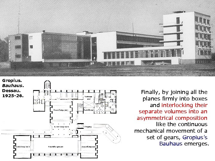 Gropius. Bauhaus. Dessau. 1925 -26. Finally, by joining all the planes firmly into boxes