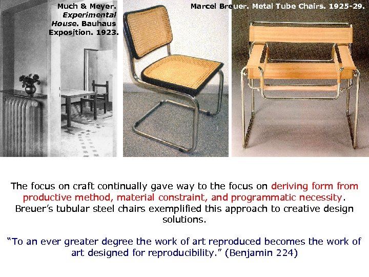 Much & Meyer. Experimental House. Bauhaus Exposition. 1923. Marcel Breuer. Metal Tube Chairs. 1925