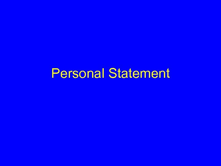 Personal Statement 