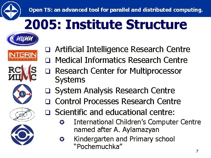 Open TS: an advanced tool for parallel and distributed computing. 2005: Institute Structure q