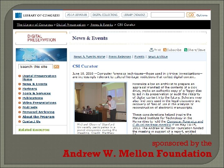 sponsored by the Andrew W. Mellon Foundation 